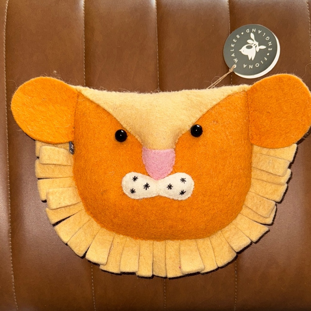 Lion Wall Mask Fiona Walker England NEW WITH TAGS organic wool kids room decor